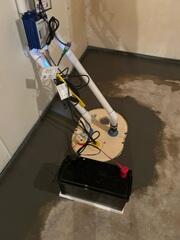 A closeup of the TripleSafe installed at the corner of the basement