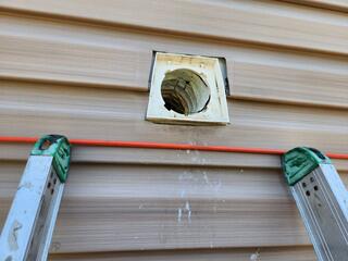 You can see bird feces coming from the exhaust vent.