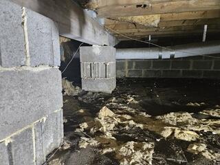 This Mount Laurel crawl space had moisture problems and failing insulation that was no longer protecting the home.