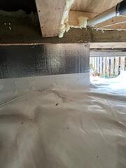 First, we installed SilverGlo Insulation Panels to improve energy efficiency and resist moisture, while our CleanSpace Vapor Barrier seals out ground moisture together creating a dry, comfortable, and healthy crawl space environment.