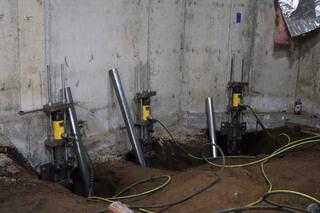 These push piers are now in place to lift the house using hydraulic pressure.