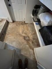 You can see where the water would come in a sit on the entryway of the basement. A small drain would not hold up to the task.