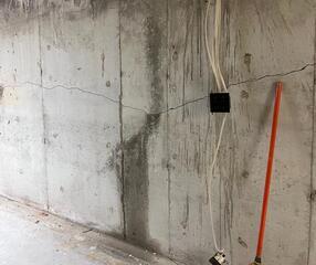 This was the problematic wall. You cans see the large leaky crack running across the poured foundation.
