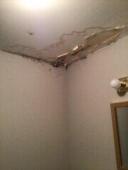 Two toilets were leaking at the base. first toilet leaked and damaged the subfloor and caused basement ceiling to fall. there is mold now too. insurance and remediation company told them they had to get the toilets fixed before they could take care of the damage/mold. another toilet leaked and damaged the closet below.