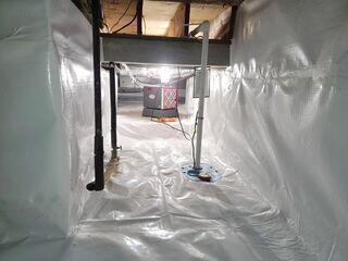 Lastly, we installed our SaniDry Sedona Dehumidifier to maintain optimal humidity levels and prevent mold growth, our SmartSump System to efficiently remove water and prevent flooding, along with our durable CleanSpace Vapor Barrier System to seal out ground moisture.