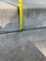 A close up of the slab in front of the step