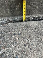 A close up of how far the slabs have sunken