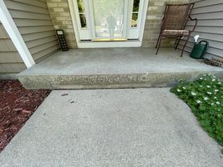 The walkway before our crew lifted the slabs