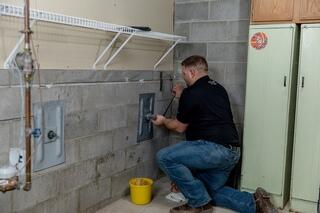 Wall Anchors Straighten A Basement Wall In An Old Home