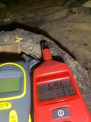 The humidity in the crawl space was at 69%. This caused a lot of moisture in the crawl space and the living areas too. Our hydrometer helps us measure the humidity. A healthy relative humidity should be below 55%.