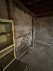 Bowing foundation wall in Littleton, Maine.