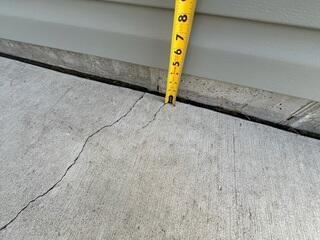 A closeup of how far the slabs have sunken