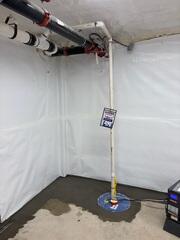 The SuperSump Premier was added to provide powerful, reliable water removal, ensuring any water collected by the drainage system is quickly pumped out of the home. This protects the basement from flooding, reduces moisture buildup, and helps maintain long-term dryness.