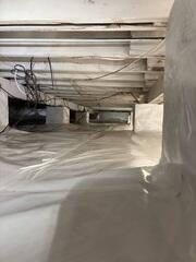 The CleanSpace Vapor Barrier was installed to block ground moisture from entering the crawl space, creating a dry, stable environment that prevents mold growth and long-term water damage.