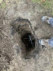 The earth anchor placed inside and is connected to the interior wall