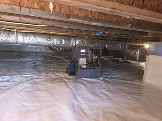 CleanSpace seals the ground and walls to block water seepage, while our SaniDry Sedona continuously removes excess humidity from the air. Combined, they prevent mold growth, protect the home's structure, and maintain a dry, healthy crawl space year-round.