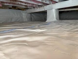 Crawl Space Fully Encapsulated with Clean Space, Drainage Matting and Silverglo