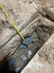During: Our Foreman, Gabriel, and his crew secured 7 GeoLock Wall Anchors along the struggling foundation.