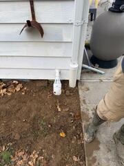 Lastly, we installed our IceGuard Discharge Line to protect the discharge system during freezing conditions, allowing water to safely escape even if the exterior line becomes blocked, ensuring year-round waterproofing reliability.