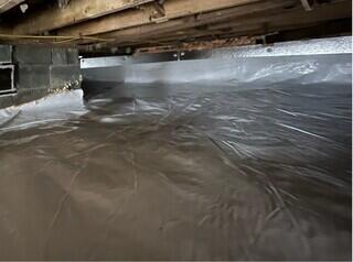 Now the crawl space is insulated with our SIlverGlo wall insulation and encapsulated with our CleanSpace vapor barrier.