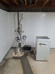 SaniDry dehumidifier was placed in the basement to get rid of any humidity in the air and filter out mold spores.