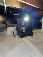 The SaniDry Sedona Dehumidifier was installed to control excess humidity and maintain balanced moisture levels within the crawl space.