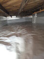 To fully block ground moisture and humid air from entering the crawl space, we installed our CleanSpace Vapor Barrier System. This durable, reinforced liner completely encapsulates the crawl space floor and walls, sealing out water vapor that can lead to mold growth and structural deterioration.