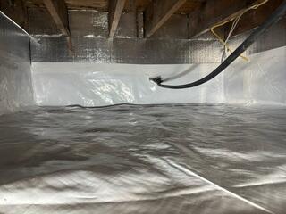 CleanSpace Vapor Barrier seals the crawl space floor and walls, preventing moisture and humidity from entering, reducing the risk of mold growth, and creating a healthier environment.