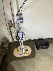 To ensure reliable water removal, our TripleSafe Sump Pump was installed as the basement's primary defense against flooding.