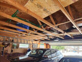 Before: Our Design Specialist, Dave, recommended securing the Radon Mitigation System above the garage.