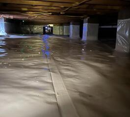 Liner and placement of our crawl space dehumidifier.