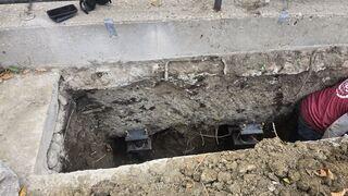 During: Our Foreman and his crew succesfully secured Helical Piers along the struggling walkway.