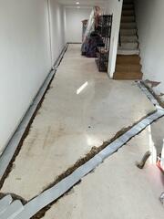 During: Our Foreman, Matt, and his crew worked hard to secure all the waterproofing products in the basement.