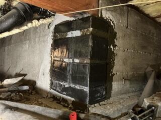 Crack Epoxy Injection Material and Carbon Fiber Stitching applied to the crack, to permanently bond and hold the edges together, and prevent the crack from worsening.