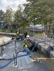 Injecting PolyLevel foam.