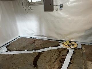 During: Our Foreman, Aaron, and his crew worked hard to secure all the products throughout the basement.