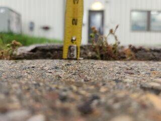 A close up to see how far the slabs have sunken