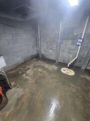 The finished system after installation. PowerBrace stabilizes the walls, while WaterGuard and TripleSafe work together to keep the basement dry!