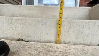 A close up to see how far the slabs have sunken