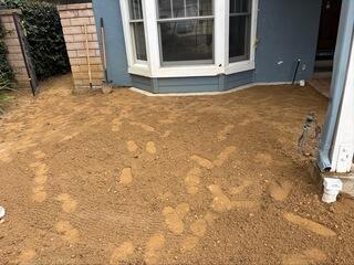 After photo of front yard.
Completed french drain install.