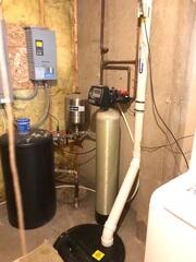 The system connected to the sump pump located in the basement