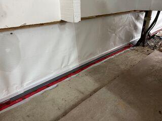 WaterGuard interior drain and CleanSpace wall installed
