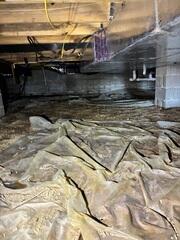 The crawl space was damp and humid and had nothing protecting the rest of the home from the ground except this flimsy plastic.