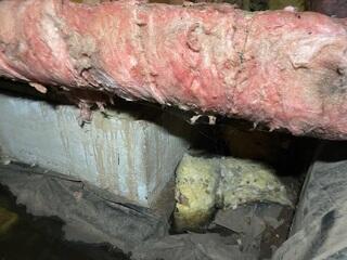 Signs of water damage to the foundation walls
