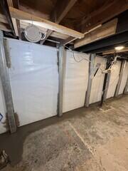 Once installation is complete, the crew mortars the static beams and re-concretes the floors.