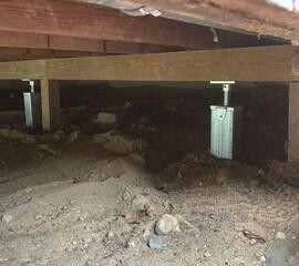 Now the home is properly supported with our SmartJack Stabilizing System.