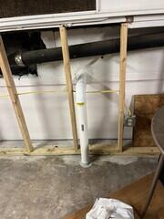Radon pipe enters second basement to second suction point