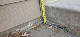 A close of the step where sunken concrete could be seen
