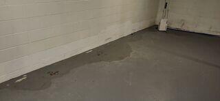 Water intrusion and peeling paint along the basement walls showed that groundwater pressure was affecting the home's foundation.