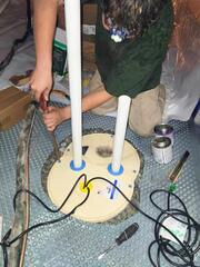The Sump Pump will pump water out of the crawl space and away from the home.